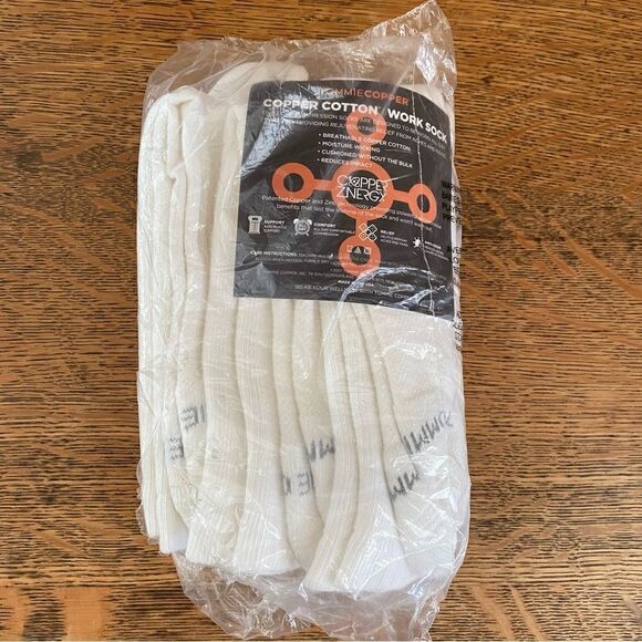 Tommie Copper Cotton White Compression Crew Socks 3 Pack. Size Medium. New NWT - Picture 4 of 7